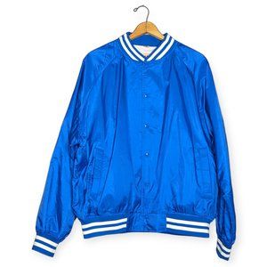 Vintage WestArk Blue & White Baseball Jacket with Flannel Lining Size XXL